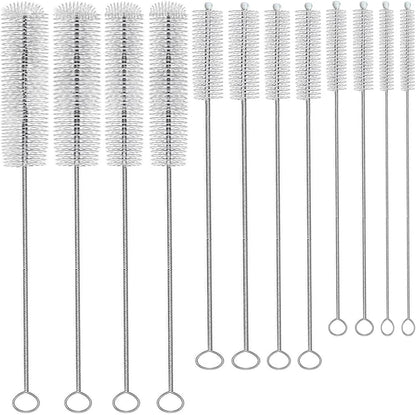 KUTO 12 Pcs Straw Cleaner Brush Kit with Nylon Bristles - Extra Long Pipe Cleaners for Tumbler, Water Bottle, Sippy Cup, Tubes & Hummingbird Feeders - 6 Different Diameters