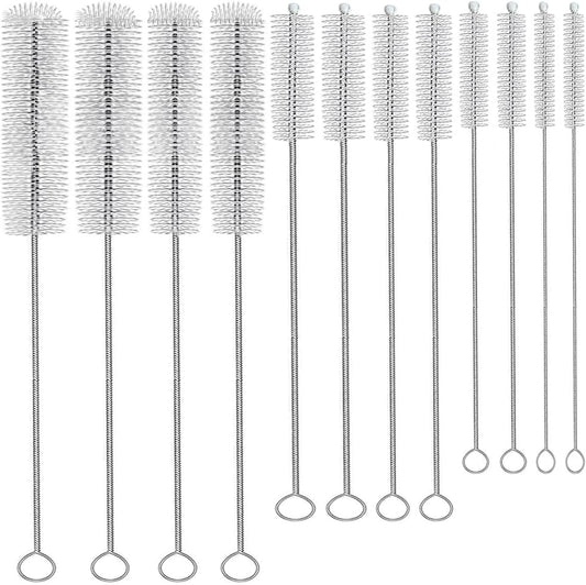 KUTO 12 Pcs Straw Cleaner Brush Kit with Nylon Bristles - Extra Long Pipe Cleaners for Tumbler, Water Bottle, Sippy Cup, Tubes & Hummingbird Feeders - 6 Different Diameters