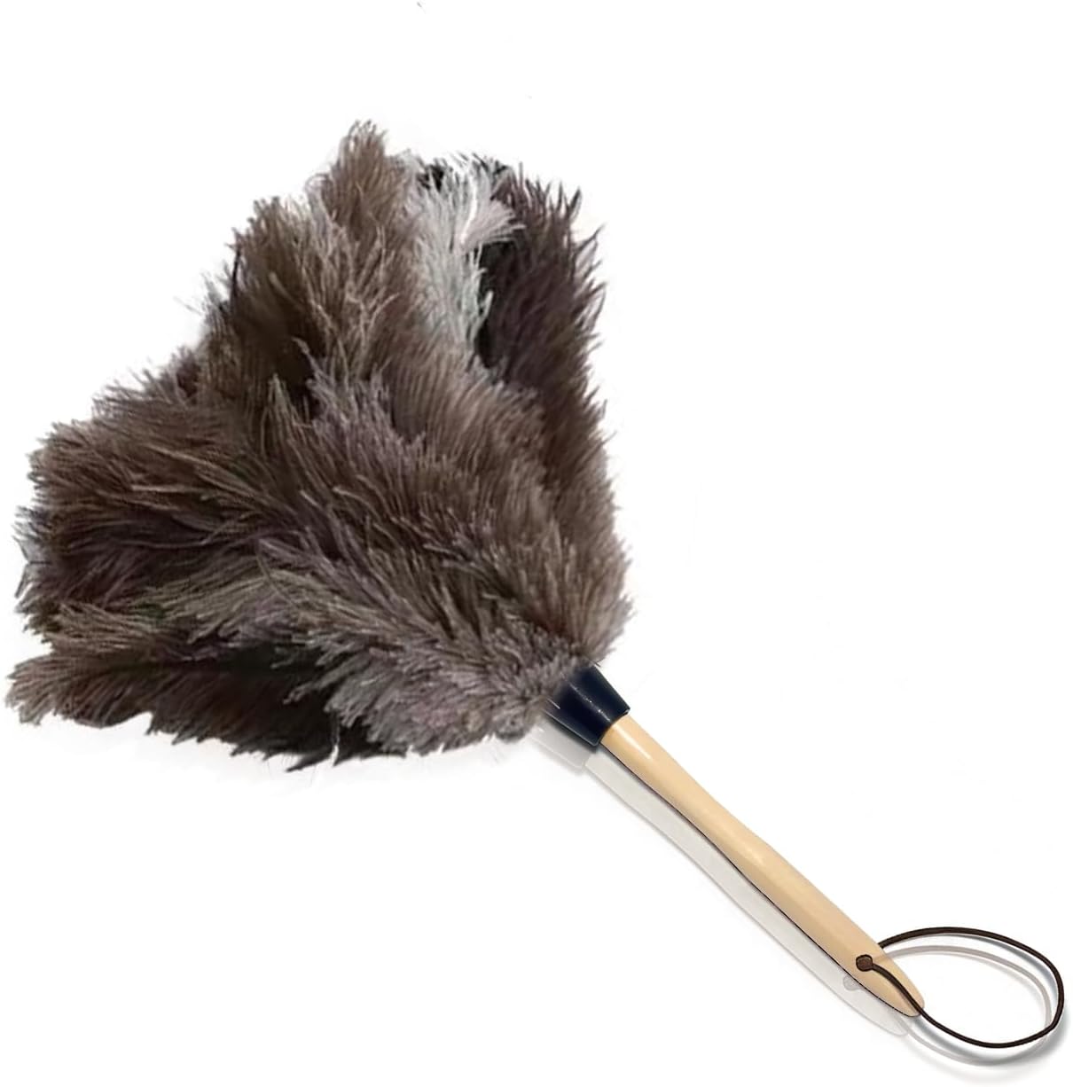 NCEDN Genuine Ostrich Feather Duster 40 Inches - Extendable Stainless Steel Handle, 8 Inches Long Thick Feathers, Telescopic Duster for Ceiling Fans, Blinds, Furniture, Car, Washable