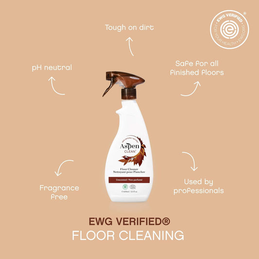 AspenClean Floor Cleaner | Eco-Friendly Spray Cleaner for Hardwood, Laminate, Stone & Ceramic | Non-Toxic | Made with Natural Ingredients | EWG Verified | Pack of 2 | 22 oz