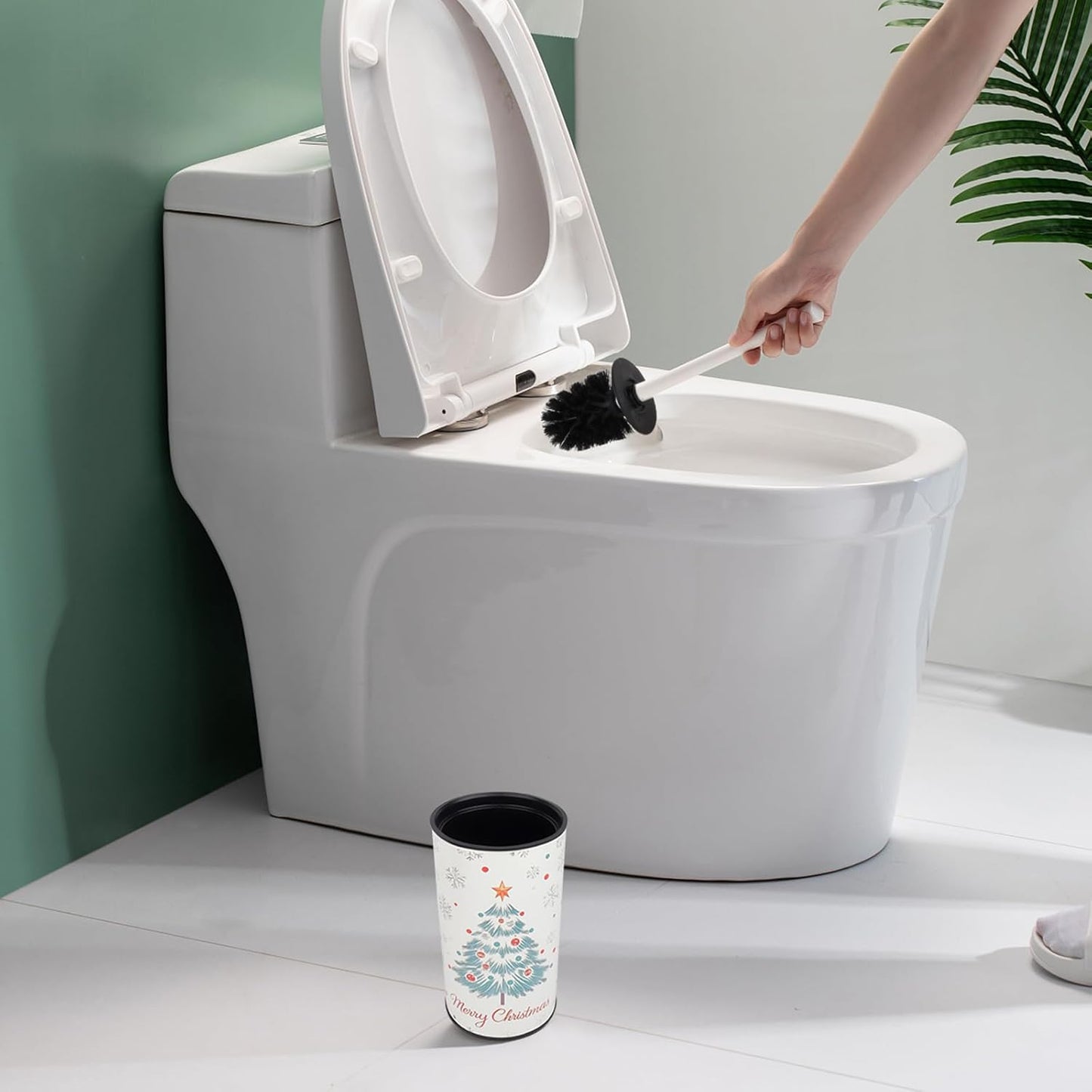 Toilet Brush and Holder Set - Toilet Bowl Brush and Holder with Sturdy Bristles Bathroom Accessories Toilet Cleaner Brush for Bathroom (White)