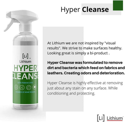 Lithium Hyper Cleanse Car Interior Cleaner - Car Cleaner Interior for Leather, Plastic, Carpet, Vinyl, and Tesla Vegan Leather - Solvent Free Interior Car Cleaner - Car Cleaning Spray (16 Oz)