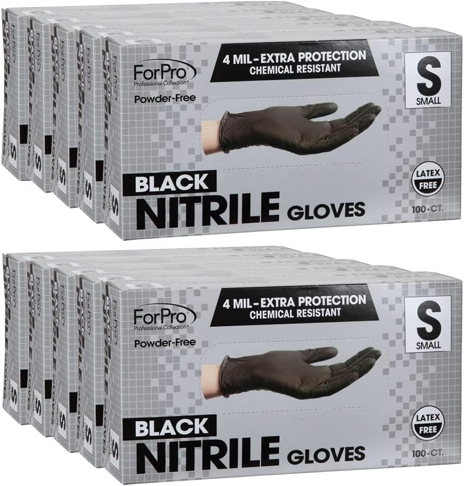 ForPro Disposable Nitrile Gloves, Chemical Resistant, Powder-Free, Latex-Free, Non-Sterile, Food Safe, 4 Mil