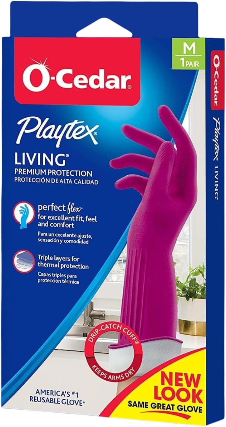 PLAYTEX Living Reuseable Rubber Cleaning Gloves (Small, 1 Pack), Premium Protection Reusable Household Gloves