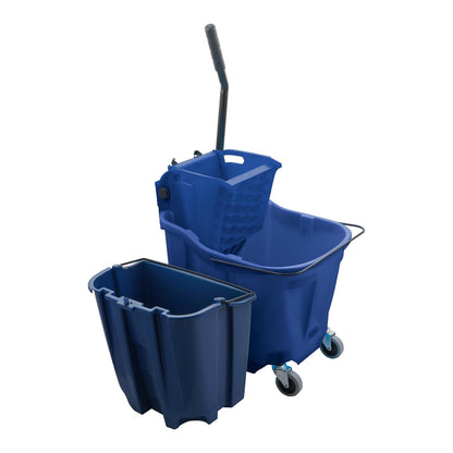 Carlisle FoodService Products Omnifit Mop Bucket with Side Press Wringer and Soiled Water Insert for Floor Cleaning, Kitchens, Restaurants, And Janitorial Use, Polypropylene (Pp), 35 Quarts, Yellow