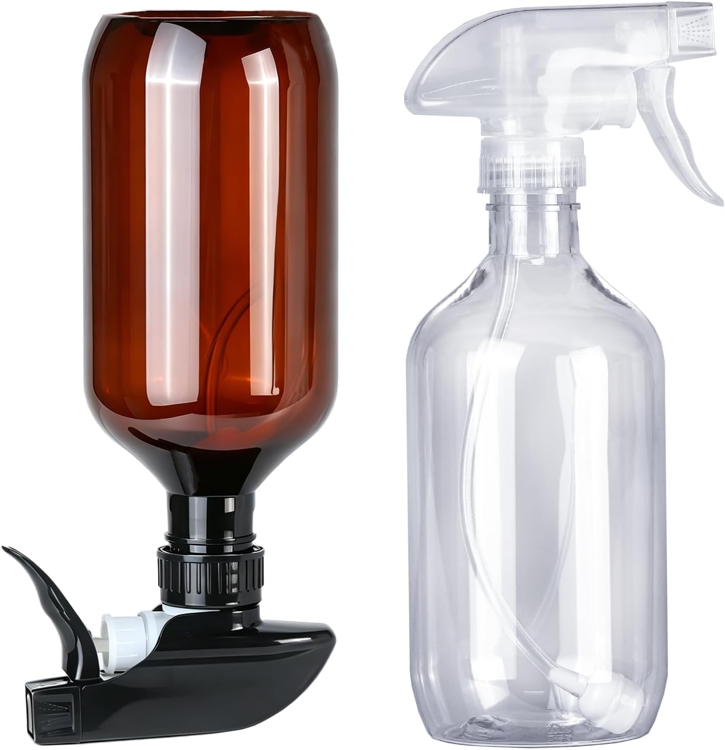 2 Pack 360° Spray Bottles, 10 oz Plastic Small Containers with Adjustable Spray Nozzles, Spray Bottles for Hair, Cleaning Solutions, BBQ and Plants Clear