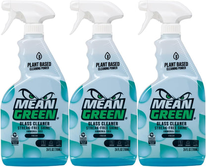 Mean Green Glass Cleaner Spray, Fresh Scent, 24 oz – Streak-Free Shine, Ammonia-Free, Windows, Mirrors, Glass & Chrome Surfaces