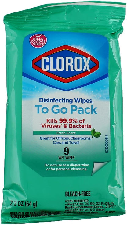 Clorox Disinfecting Wipes, Fresh Scent, To Go Pack!, 9 ct. (6 Pack)