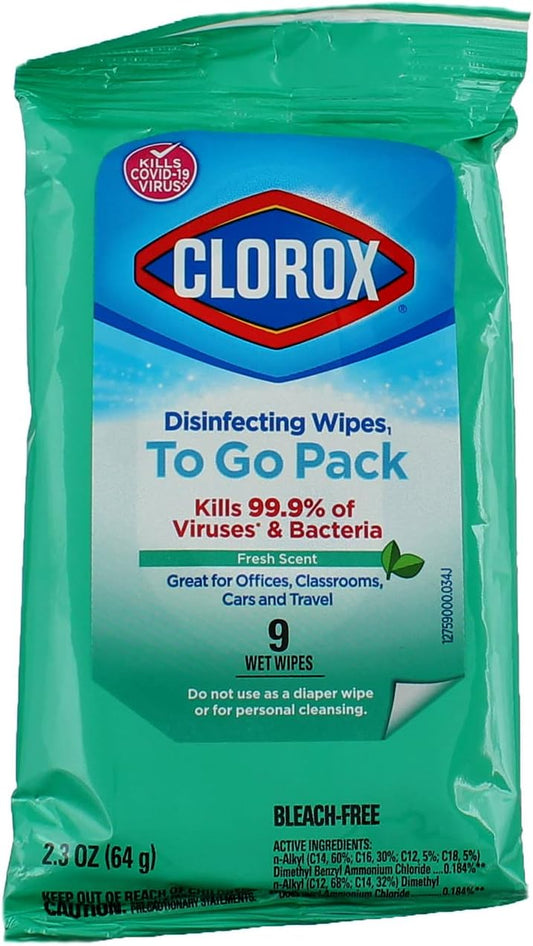 Clorox Disinfecting Wipes, Fresh Scent, To Go Pack!, 9 ct. (6 Pack)