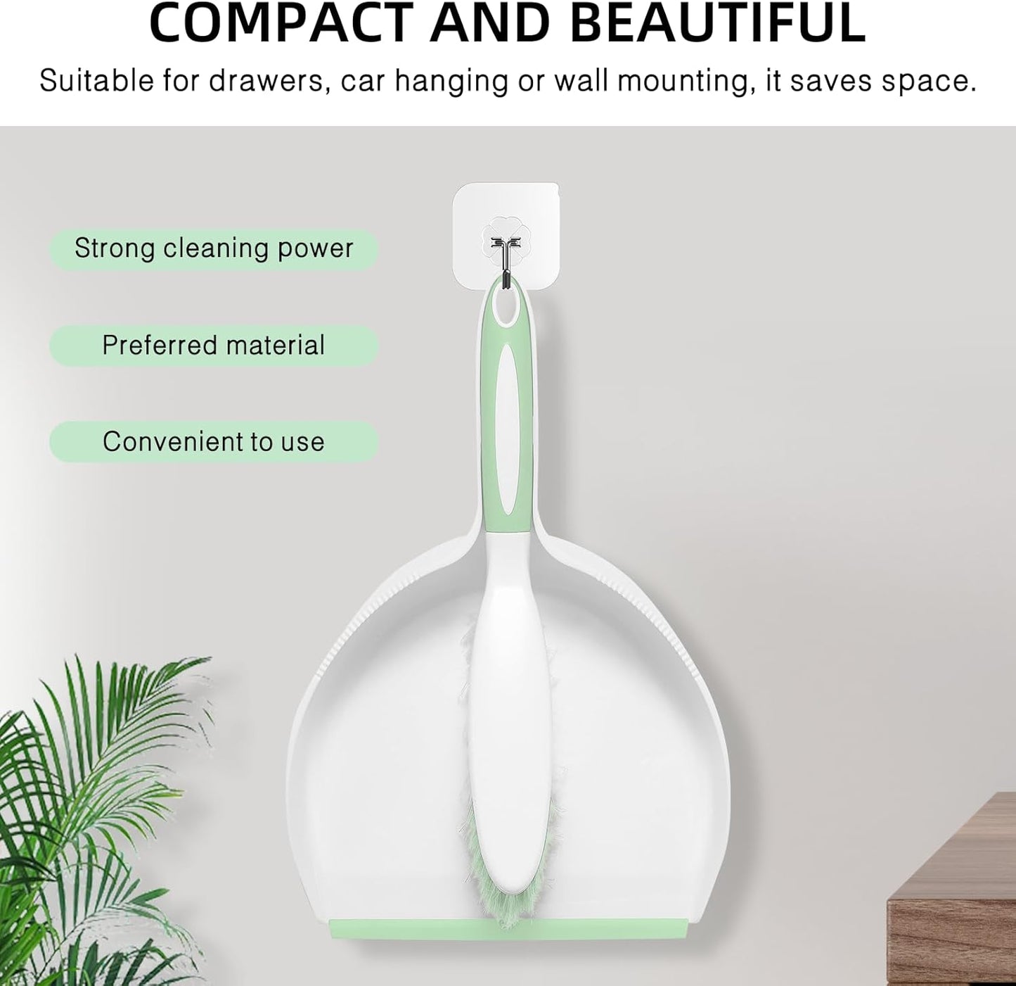 NACENA Dust Pan and Brush Set, Large Hand Broom and Dustpan Set Large Brush and Dustpan Set for Camping Broom and Dustpan Combo for Daily Cleaning Pet Hair Office Home Car, White & Red