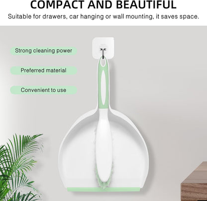 NACENA Dust Pan and Brush Set, Large Hand Broom and Dustpan Set Large Brush and Dustpan Set for Camping Broom and Dustpan Combo for Daily Cleaning Pet Hair Office Home Car, White & Red