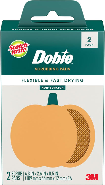 Scotch-Brite Dobie Non-Scratch All-Purpose Scrub Pads, 12 Total Pads (6 Packs of 2), Reusable Scouring Sponges for Kitchen & Bathroom, Safe on Non-Stick Cookware, Yellow