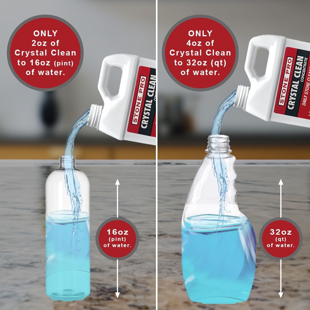 Stone Pro Crystal Clean - Surface Cleaner & Sealer, Ready to Use 32 oz.