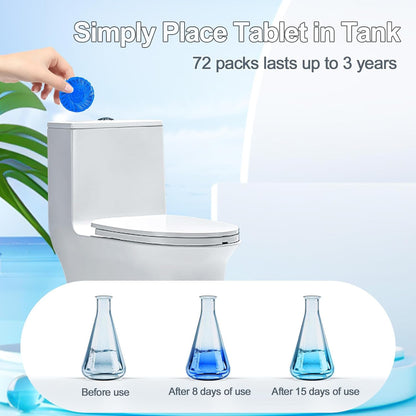 KIISIISO Automatic Toilet Bowl Cleaner Tablets Blue 30 Pack, Drop-In Tank Cleaner for Bathroom, Prevent Stains & Deodorize, Septic Safe, Long-Lasting Cleaning Tabs - Fresh Scent