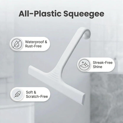 Silicone Shower Squeegee - All-in-One Design with Built-in Hook, 10 Inch Streak-Free Bathroom and car Cleaner for Glass Doors, Mirrors, Windows, Tiles Purple