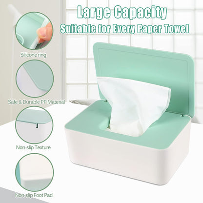 NOVWANG Wipes Dispenser, Large Capacity Baby Wipe Holder(8.3L × 4.9W × 3.9H Inches) Refillable Wipes Container with Sealing Design Baby Wet Wipes Dispenser for Bathroom Home Office Car
