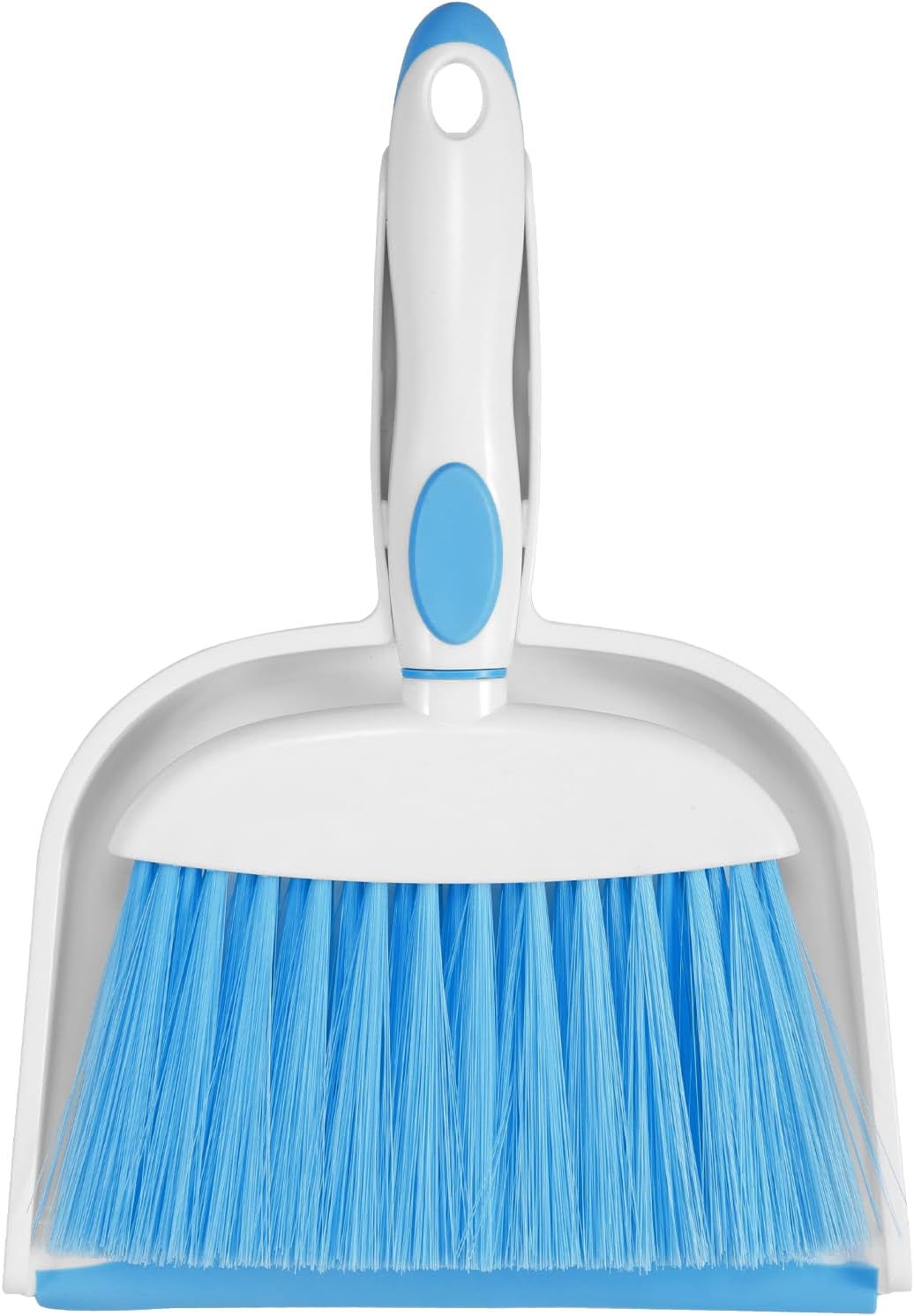 NACENA Small Dust Pan and Brush Set, Mini Broom and Dustpan Set Small Hand Broom and Brush Combo Dust Pan with Teeth for Home Cleaning Drawers Desktop Sofas and Outdoor, White & Gray