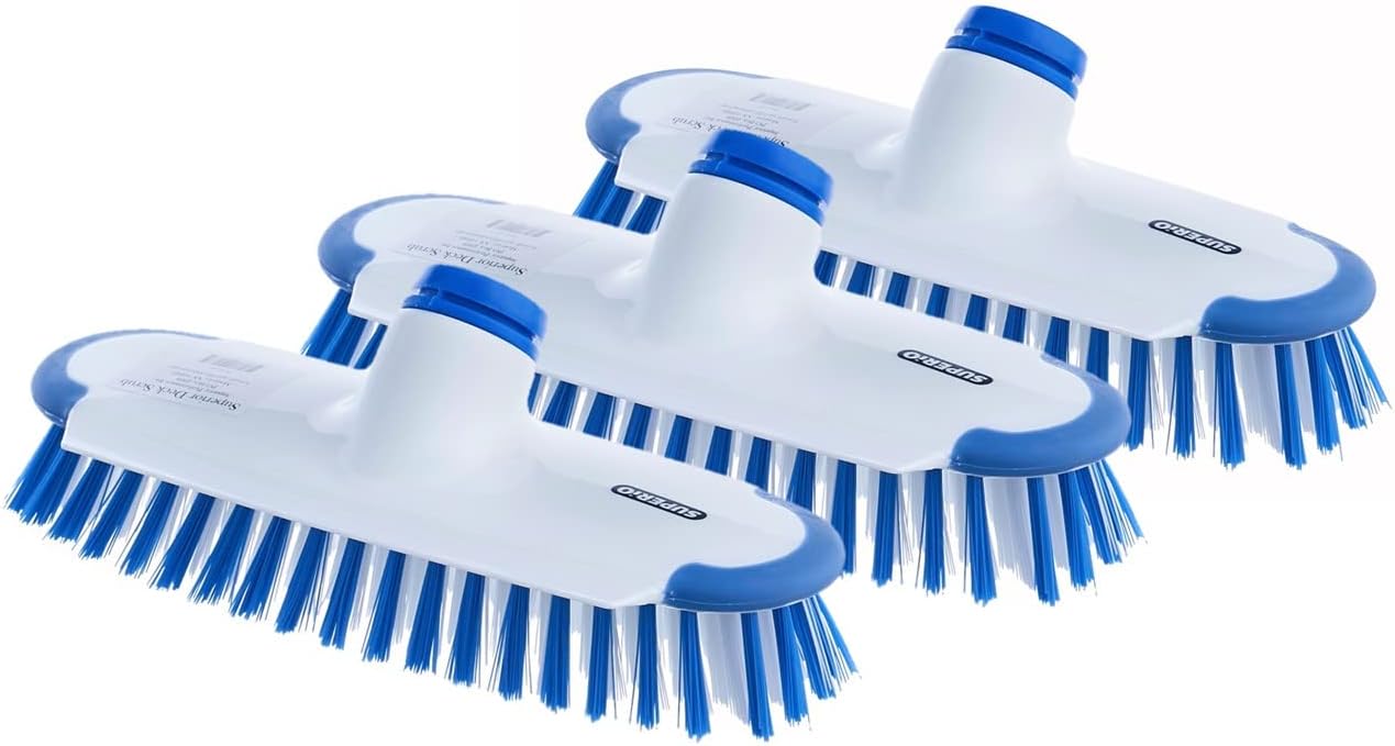 Superio Deck Scrub Brush Head Heavy Duty Stiff Bristles Replacement, Brush Refill with Scraper - Cleans Hot Tub, Swimming Pool, Granite Tiles, Bathroom, Patio, Kitchen, Wall, and Deck