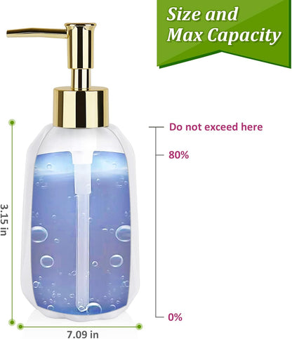 Natheeph Dish Soap Dispenser, Hand Soap Dispenser Ceramic Bottle, Refillable Liquid Great for Kitchen Dish Soap, Hand Soap, Essential Oil & Lotion (Bright White)