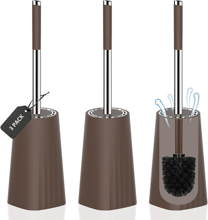 SetSail Toilet Brush, Compact Size Toilet Bowl Brush and Holder Toilet Brushes for Bathroom with Stainless Steel Handle Toilet Cleaner Brush with Durable Scrubbing Bristles, Splash-Proof