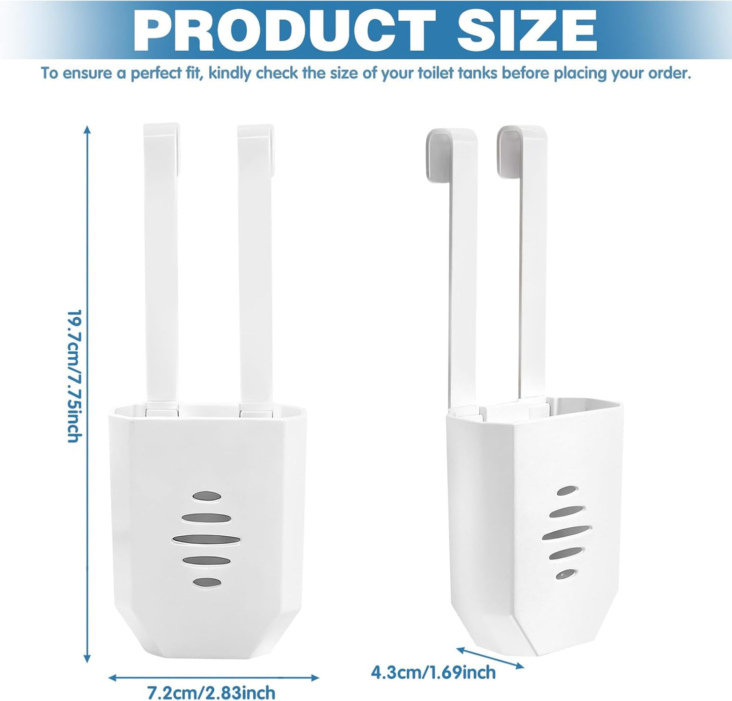 2Pcs Toilet Tank Cleaning Tablet Holder, Toilet Bowl Tablet Holder with Hook, Buffer Box Carrier Bleach Tablet Bracket, Keep Tablets Off Tank Wall, Prevent Residue Build-Up