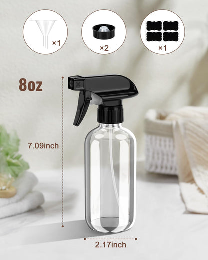 Bontip Glass Spray Bottle, Amber Glass Spray Bottle Set & Accessories Refillable for Plants Window Cleaners Aromatherapy Facial Hydration Watering Flowers Hair Care (2 Pack/16 oz) (Amber)
