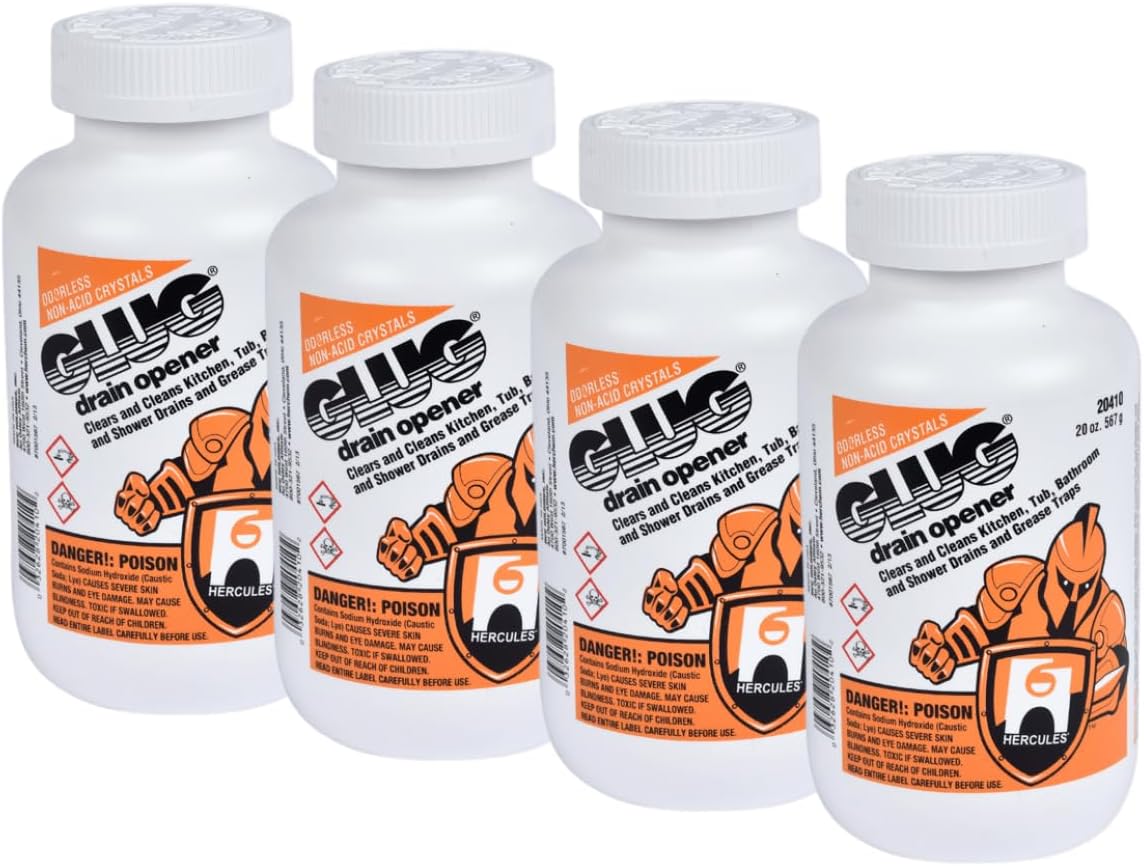 Oatey 20410 Hercules Glug Crystals Drain Opener, 20 oz, 1.3 (Pack of 1)