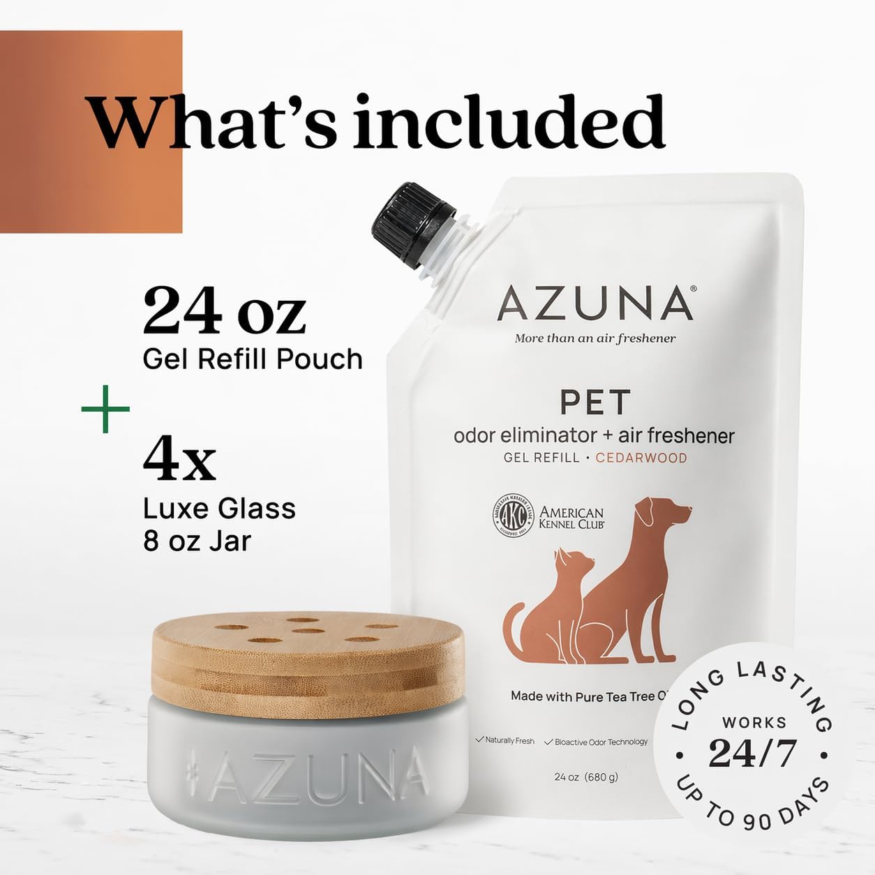 Azuna Pet Odor Eliminator for Strong Odor Gel | Plant Powered Australian Tea Tree Oil | Dog and Cat Room Deodorizer | Child and Pet Safe Air Fresheners for home | Cedarwood Scent | 8oz Pod