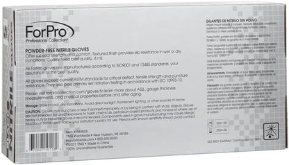 ForPro Disposable Nitrile Gloves, Chemical Resistant, Powder-Free, Latex-Free, Non-Sterile, Food Safe, 4 Mil