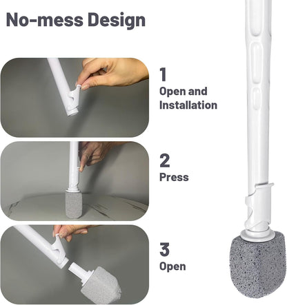 Upgrade Pumice Stone Toilet Bowl Cleaner,Bathroom Cleaner Brush Toilet Wand Refills with 30CM Long Handle for Remove Hard Water Stains with 1 Wand+ Pumice Stones (5 Pack)