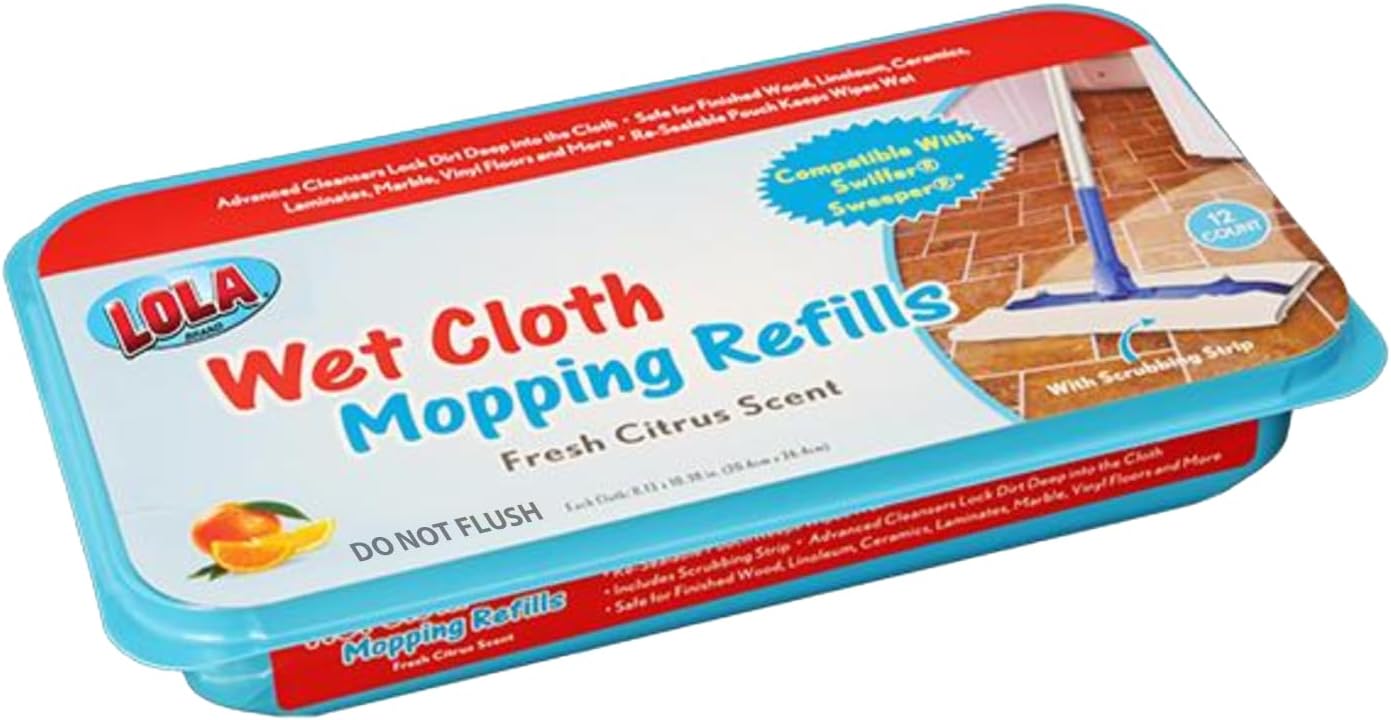LOLA Dry Sweeping Cloth Refill Pads, 32 Pack, Unscented, Compatible with Swiffer Floor Mop, Comparable to Swiffer Refills, 11" x 8.13"