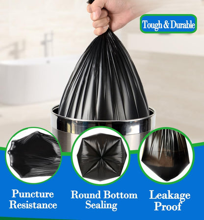 Hommaly 2 Gallon (1.8-2 Gal)120 pcs Small Clear Trash Bags, Strong 1.8 Gallon Garbage Bags, Bathroom Trash Can Bin Liners Unscented, Mini Plastic Bags for Office, Waste Basket Liner,Fit 6,7,8 Liters