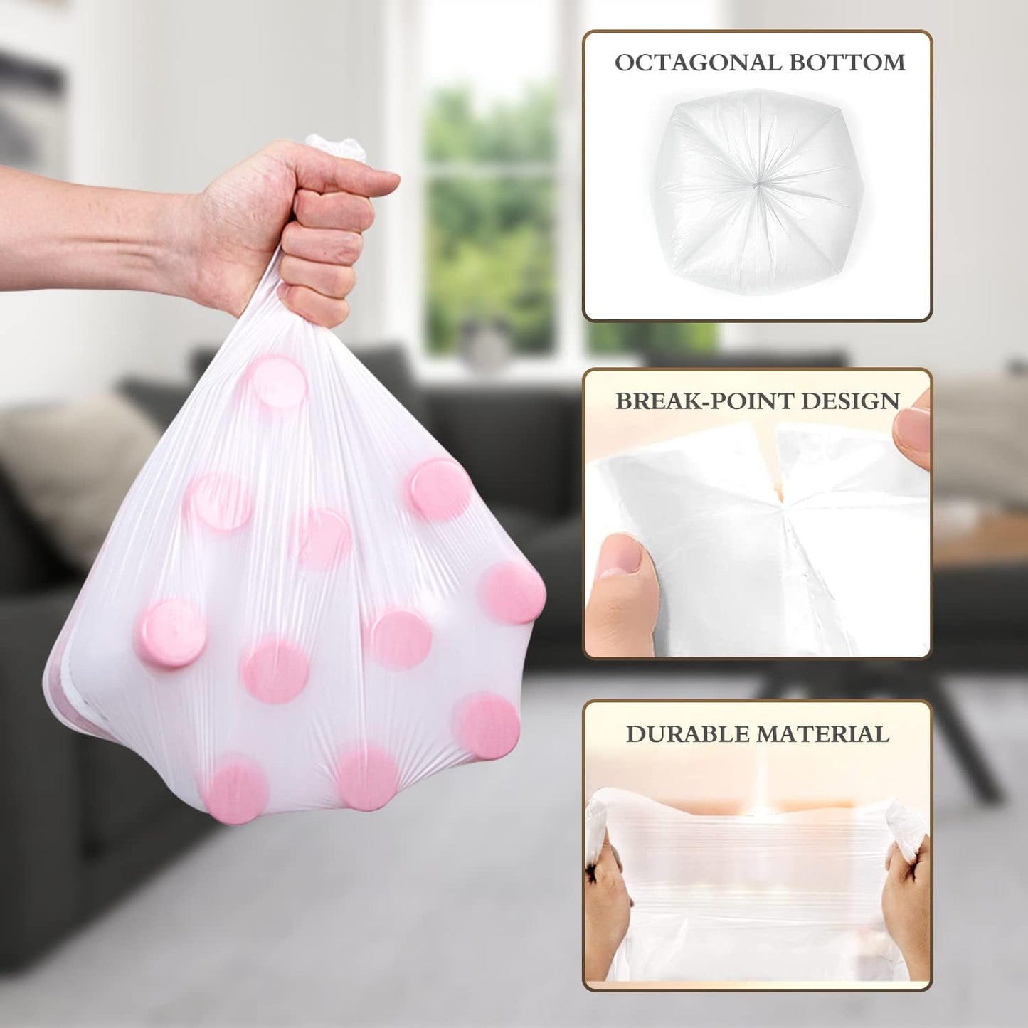 CHARMOUNT 4 Gallon Trash Bag - Unscented 4 Gallon Garbage Bags for Bathroom, Kitchen, Bedroom, 105 Count (15 Liter) …