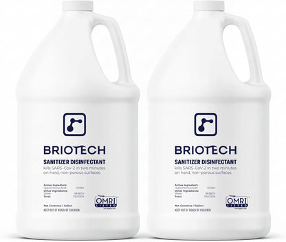 BRIOTECH Sanitizer Disinfectant Hypochlorous, Kill 99.99% of Viruses & Bacteria, Control Mold, Eliminate Odor, Gentle for Nursery & Play Rooms, Food Contact Surface Sanitizer, 1 Gallon Refill