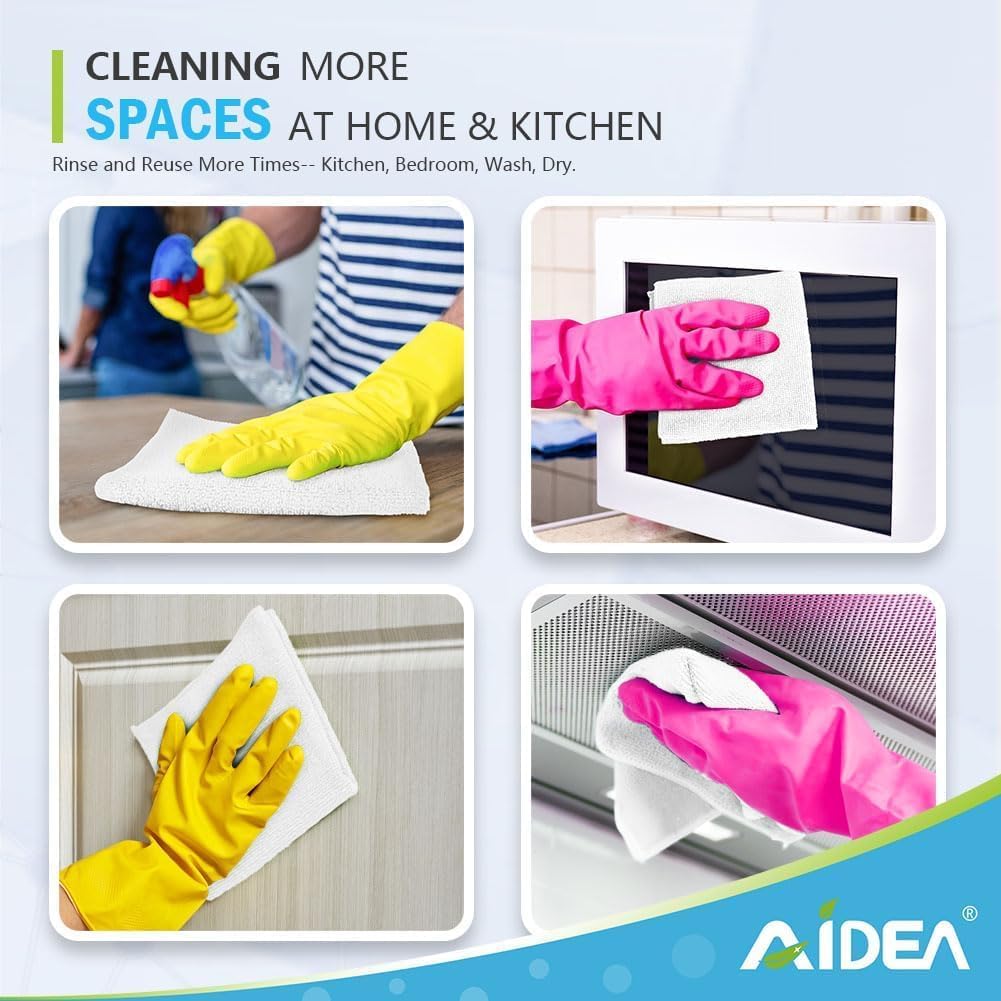 AIDEA Microfiber Cleaning Cloth-50PK, Soft Microfiber Towels for Cars, Absorbent Cleaning Rags, Lint-Free Streak-Free Wash Cloths for House, Kitchen, Window(12in.x12in)