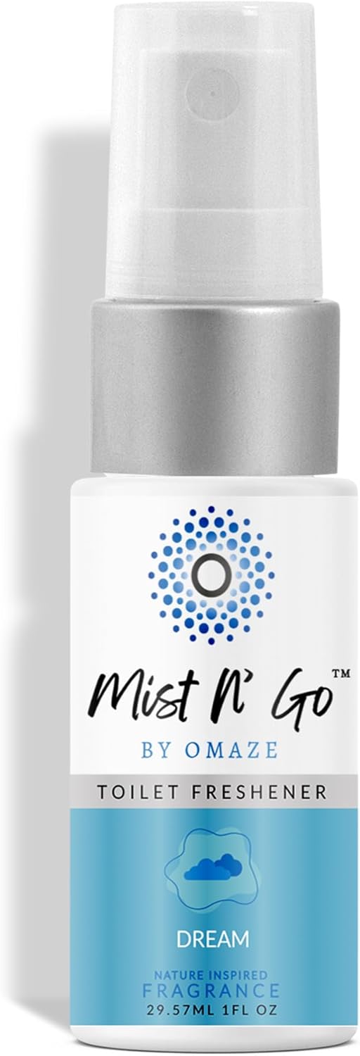 Mist N’ Go by Omaze Travel Bathroom Spray for Toilet Spray Odor Eliminator - Travel Toilet Spray for Bathroom Air Freshener Spray for Bathroom Deodorizer - Clean Mix, Travel Size (1oz x2)