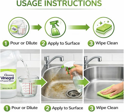 Cleaning Vinegar 128 fl oz – Multi-Purpose Liquid for Household Cleaning, Surface Care, Odor Neutralizing, and Everyday Use, Large Bottle for Home
