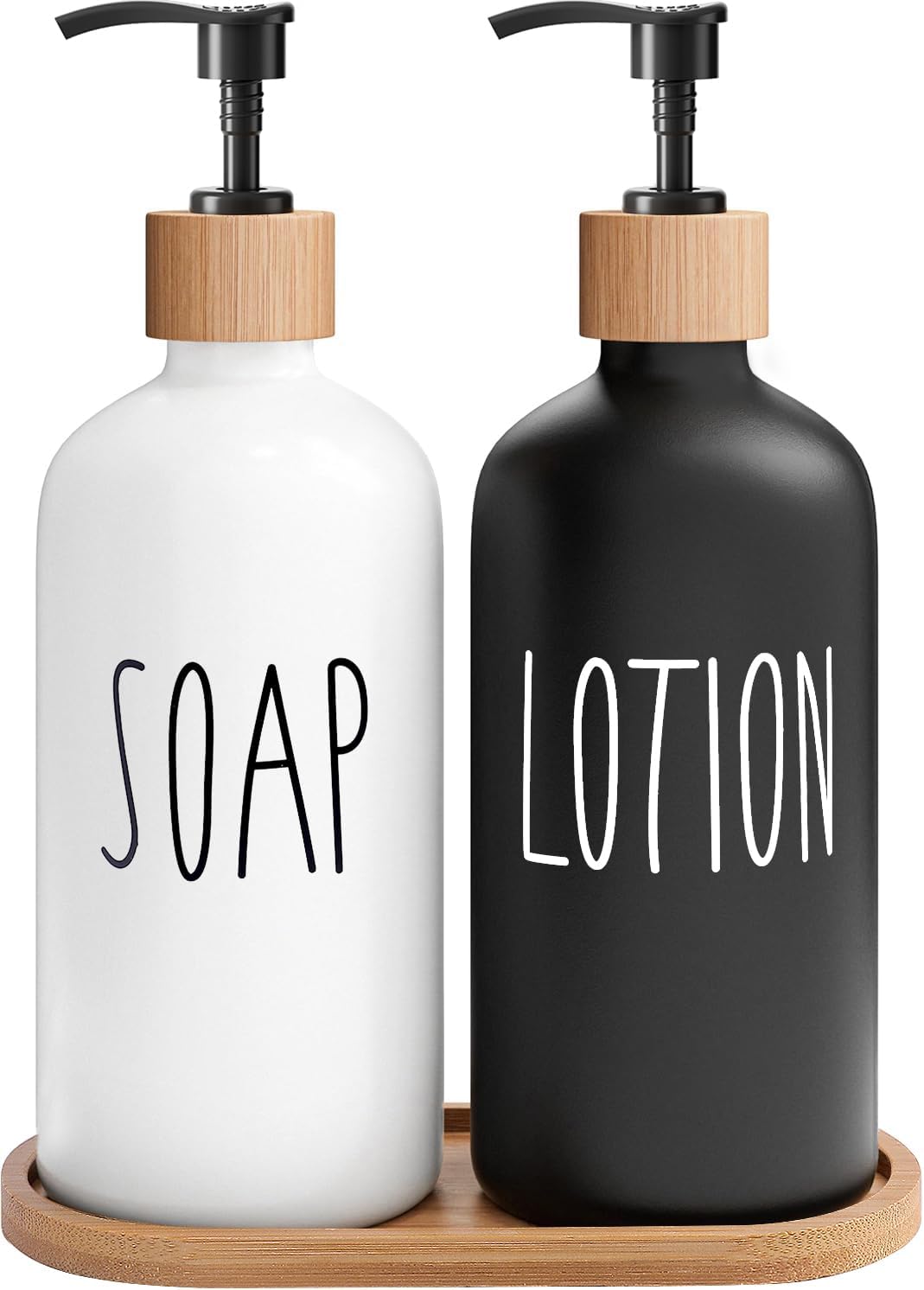 MOMEEMO Soap Dispenser Set, Contains Hand and Dish Soap Dispenser, Suitable for Kitchen Decor. (Black & White)