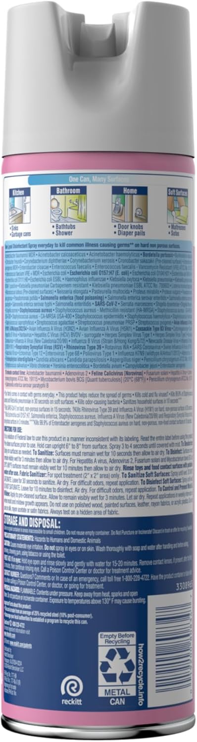Lysol Disinfectant Spray, Household Essential Cleaning Supplies, Multi-Purpose Room Spray, Antibacterial Sanitizer Spray, Upholstery Deodorizer, Home and Bathroom, Crisp Linen,19 Fl Oz
