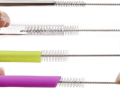 Straw Brush Cleaner (10 Pack), Flexible Nylon Pipe Tube Cleaning Brushes with 0.4" Bristles, Rust-Proof Stainless Steel Reusable Straw Washers for Standard Tumblers, Bottles & Teapot Spouts 8.2 Inch