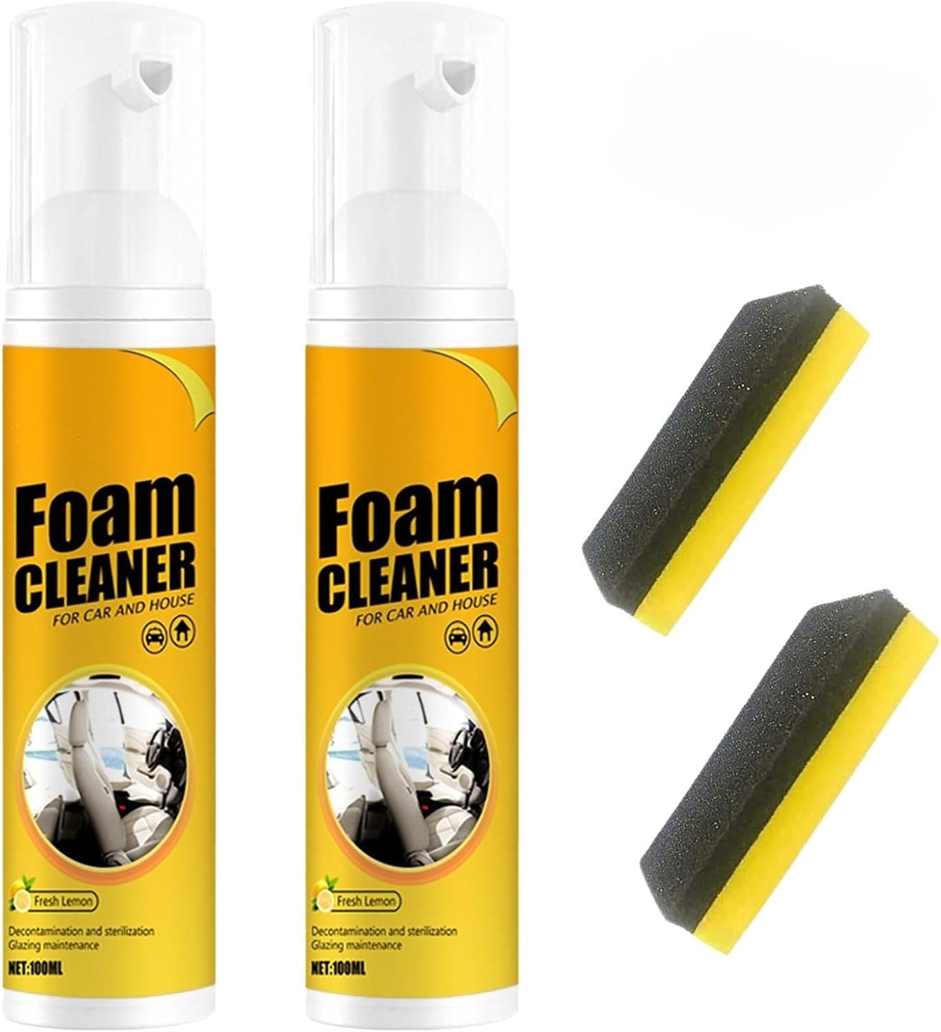 2PCS Foam Cleaner,Multipurpose Foam Cleaner,Fo-am Cle-aner All Purpose for Car,Fo-am Cle-anercar Lemon Flavor(100ml*2)
