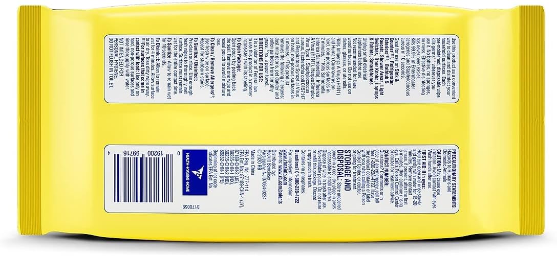 LYSOL Disinfecting Wipes - Lemon & Lime Blossom Flatpack 80 ct. (Pack of 1)