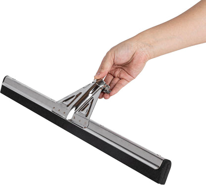 Restaurantware RW Clean 54.3 Inch Non-Slip Handle For Floor Squeegee - Hanging Loop Durable Yellow Iron Handle