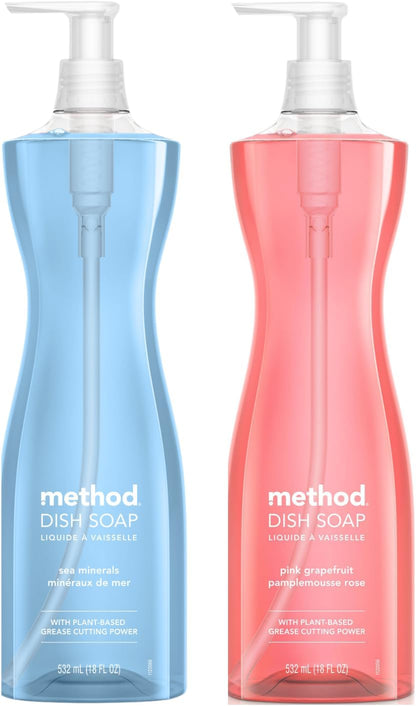 Method Sea Minerals Dish Soap and Refill,18 oz. Dispenser and Dish Soap Refill 54 oz. (Variety Pack)