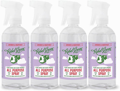 Rebel Green Natural All-Purpose Cleaning Spray - Plant-Derived Multi-Surface Cleaner with Essential Oils for Kitchen, Bath, Countertops and More - Peppermint & Lemon Scent - 16 oz - 1 Pack