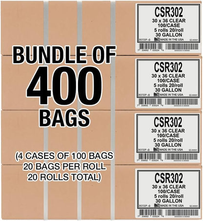Aluf Plastics 33 Gallon Clear Trash Bags - 33" x 39" - 1.5 MIL (eq) - CSR Series - Heavy Duty Industrial Liners Clear Garbage Bags for Recycling, Contractors, Storage, Outdoor, 1 Count (Pack of 100)