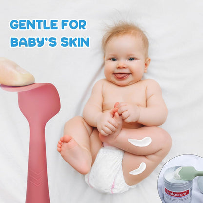 Baby Diaper Cream Spatula, Seeway 3 pack Baby Butt Paste Spatula, Diaper Cream Applicator, Silicone Butt Spatula for Newborn Babies (dark pink, green, brown)