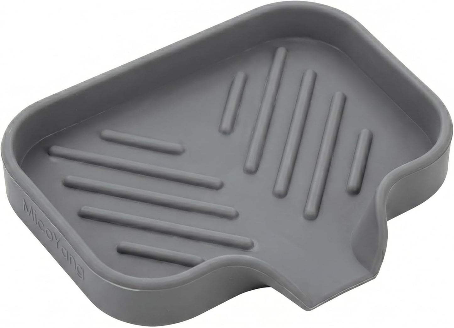 MicoYang Silicone Bathroom Soap Dishes with Drain Spout-Bathroom and Kitchen Sink Organizer,Sponge Holder,Dish Soap Tray,Perfect for Dispenser,Scrubber,Bottle,Cup on Sink or Counter-Black 4.9"×3.2"