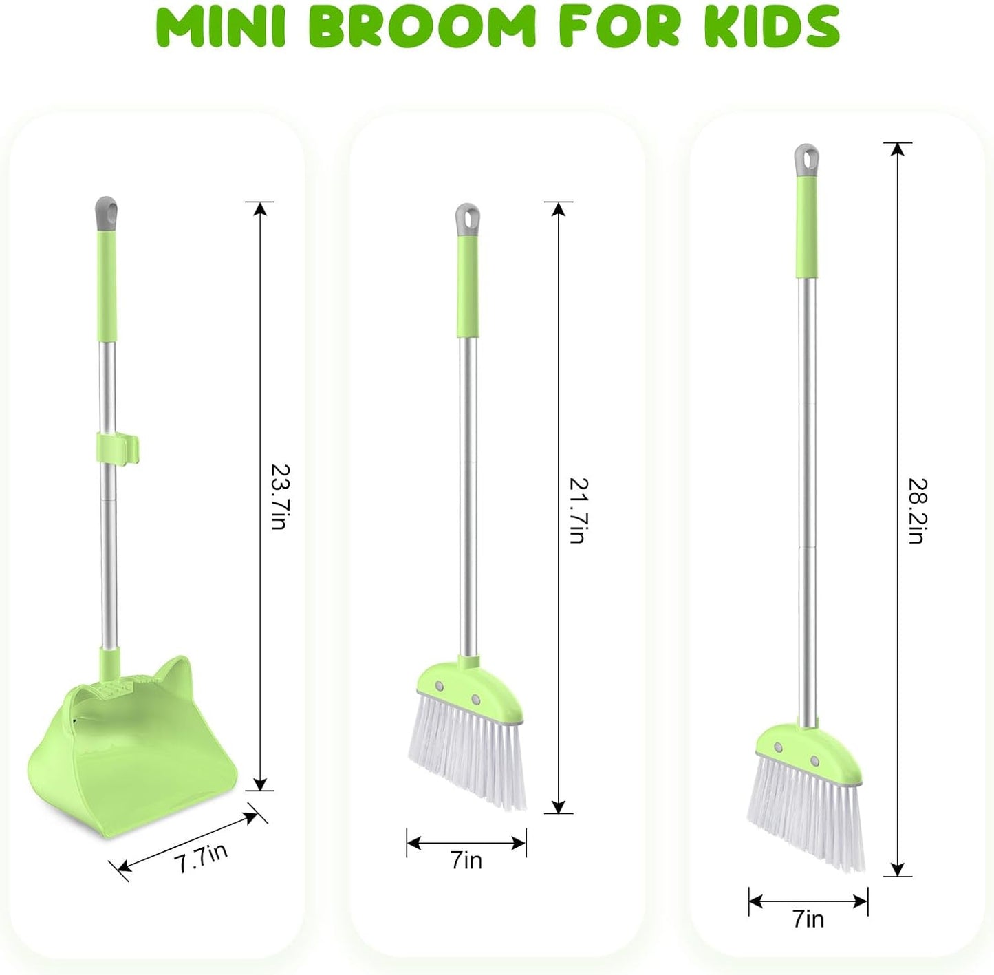 Mini Broom with Dustpan for Kids, 28-in Handle Kids Broom and Dustpan Set for Toddlers Cat-Shaped Children Broom and Cleaning Set Boys Girls Small Housekeeping Helper Set, Pink