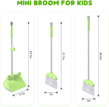 Mini Broom with Dustpan for Kids, 28-in Handle Kids Broom and Dustpan Set for Toddlers Cat-Shaped Children Broom and Cleaning Set Boys Girls Small Housekeeping Helper Set, Pink